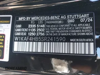 2025 Mercedes-Benz C 300 with VIN W1KAF4HB5SR241590, listed as a IAAI auction lot 41654082 with 4,297 mi miles and . Bid and sale history available at DreamBid. Image 9.