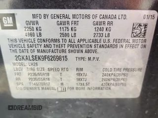 2015 GMC Terrain SLT z VIN 2GKALSEK9F6269815, wystawiony jako Copart lot #64994245 z przebiegiem 157 597 mil mil oraz Czysty tytuł • Clean title. Historia ofert i sprzedaży dostępna na DreamBid. Obrazek 13.