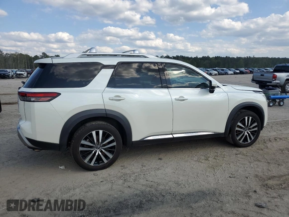 2023 Nissan Pathfinder Platinum with VIN 5N1DR3DJ4PC227904, listed as a Copart auction lot 52177715 with 55,282 mi miles and Salvage title. Bid and sale history available at DreamBid. Image 3.