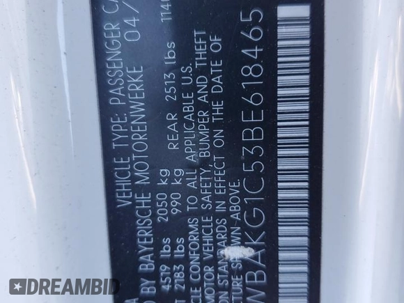 2011 BMW 3 Series 335is with VIN WBAKG1C53BE618465, listed as a Copart auction lot 51691555 with 135,296 mi miles and Salvage Title. Bid and sale history available at carsss.com. Image 12.