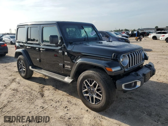 2024 Jeep Wrangler Sahara with VIN 1C4PJXEN1RW118397, listed as a Copart auction lot 56307925 with 7,257 mi miles and Salvage Title. Bid and sale history available at DreamBid. Image 4.