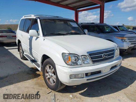 2003 Lexus LX 470 with VIN JTJHT00WX33523623, listed as a IAAI auction lot 42028889 with 317,700 mi miles and . Bid and sale history available at DreamBid. Image 1.