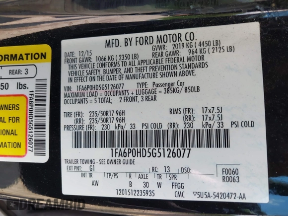 2016 Ford Fusion SE с VIN 1FA6P0HD5G5126077, выставлен на аукционе IAAI как лот 39772186 с пробегом 110 039 миль миль и . История ставок и продаж доступна на DreamBid. Изображение 9.