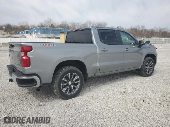 2025 Chevrolet Silverado 1500 LT with VIN 1GCPKKEK4SZ100423, listed as a Copart auction lot 49701795 with 4,134 mi miles and Salvage Title. Bid and sale history available at DreamBid. Image 3.