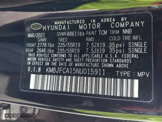 2022 Hyundai Tucson Hybrid SEL Convenience with VIN KM8JFCA15NU015911, listed as a IAAI auction lot 41875212 with 66,881 mi miles. Bid and sale history available at carsss.com. Image 9.