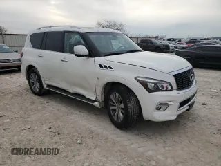 2017 Infiniti QX80 Signature Edition with VIN JN8AZ2NEXH9158268, listed as a Copart auction lot 89111315 with 0 mi miles and Salvage Title. Bid and sale history available at carsss.com. Image 4.