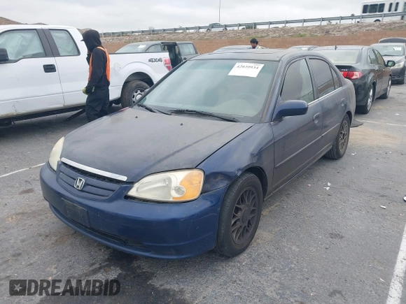 2001 Honda Civic EX with VIN 2HGES26711H573732, listed as a IAAI auction lot 42039934 with 1 mi miles. Bid and sale history available at carsss.com. Image 2.