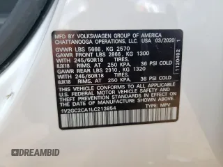 2020 Volkswagen Atlas S с VIN 1V2GC2CA1LC213854, выставлен на аукционе Copart как лот 55508045 с пробегом 90 599 миль миль и Списание • Salvage title. История ставок и продаж доступна на DreamBid. Изображение 14.