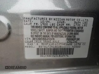 2025 Nissan Versa SV z VIN 3N1CN8EV6SL812476, wystawiony jako Copart lot #54607055 z przebiegiem 183 mil mil oraz Szkoda całkowita • Salvage title. Historia ofert i sprzedaży dostępna na DreamBid. Obrazek 12.