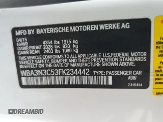 2015 BMW 4 Series 428i with VIN WBA3N3C53FK234442, listed as a Copart auction lot 46535395 with 100,351 mi miles and Salvage Title. Bid and sale history available at DreamBid. Image 14.