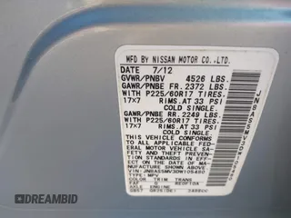 2013 Nissan Rogue SL with VIN JN8AS5MV3DW105480, listed as a IAAI auction lot 42106079 with 111,854 mi miles and . Bid and sale history available at DreamBid. Image 9.