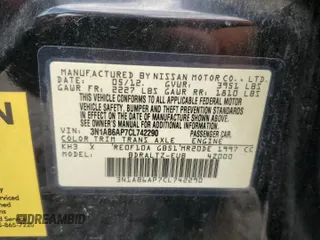 2012 Nissan Sentra SL z VIN 3N1AB6AP7CL742290, wystawiony jako Copart lot #56554225 z przebiegiem 141 336 mil mil oraz Szkoda całkowita • Salvage title. Historia ofert i sprzedaży dostępna na DreamBid. Obrazek 12.