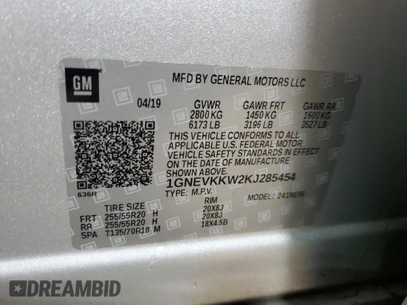 2019 Chevrolet Traverse Premier z VIN 1GNEVKKW2KJ285454, wystawiony jako Copart lot #52759525 z przebiegiem 112 222 mil mil oraz Szkoda całkowita • Salvage title. Historia ofert i sprzedaży dostępna na DreamBid. Obrazek 14.
