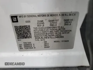 2020 GMC Terrain SLT with VIN 3GKALVEV7LL249355, listed as a Copart auction lot 85064154 with 84,369 mi miles and Salvage Title. Bid and sale history available at DreamBid. Image 13.