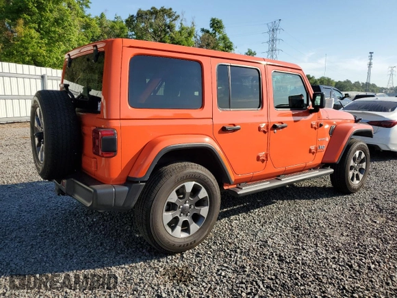 2023 Jeep Wrangler Sahara with VIN 1C4HJXEN4PW620113, listed as a Copart auction lot 50839455 with 34,777 mi miles and Salvage Title. Bid and sale history available at carsss.com. Image 3.