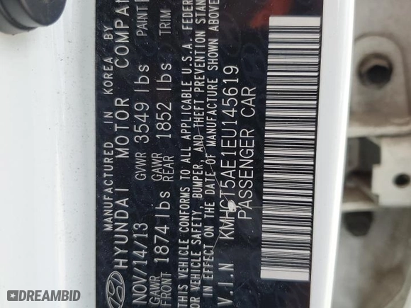 2014 Hyundai Accent GS with VIN KMHCT5AE1EU145619, listed as a Copart auction lot 43746195 with 121,357 mi miles and Salvage Title. Bid and sale history available at carsss.com. Image 14.