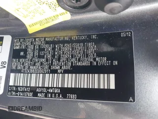 2012 Toyota Venza LE with VIN 4T3ZA3BB2CU062911, listed as a IAAI auction lot 41895899 with 168,811 mi miles and . Bid and sale history available at DreamBid. Image 9.