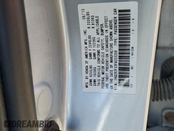 2015 Honda Accord Sedan LX with VIN 1HGCR2F33FA203209, listed as a Copart auction lot 54525595 with 146,464 mi miles and Non Repairable. Bid and sale history available at carsss.com. Image 12.