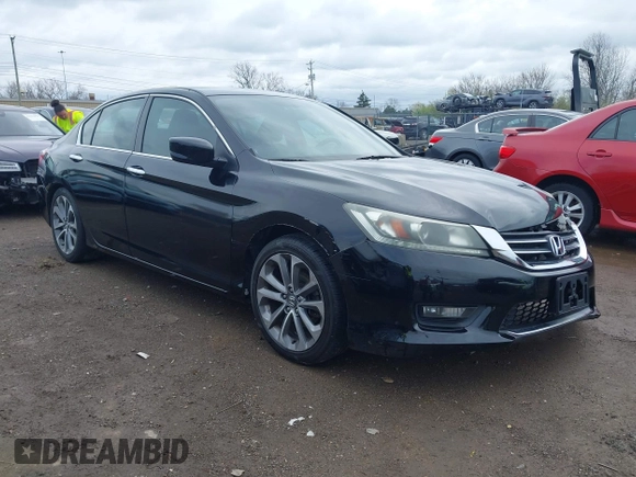 2014 Honda Accord Sport with VIN 1HGCR2F59EA270980, listed as a IAAI auction lot 41954935 with 130,041 mi miles and . Bid and sale history available at DreamBid. Image 1.