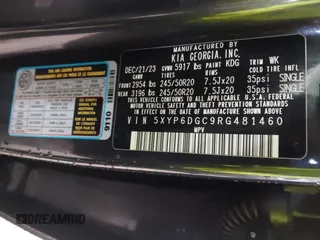 2024 Kia Telluride S with VIN 5XYP6DGC9RG481460, listed as a IAAI auction lot 42309411 with 14,182 mi miles and . Bid and sale history available at DreamBid. Image 9.