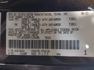 2023 Toyota Tundra Limited with VIN 5TFJA5DB9PX125400, listed as a IAAI auction lot 41336129 with 12,384 mi miles and . Bid and sale history available at DreamBid. Image 9.