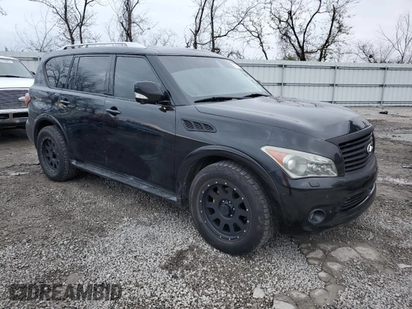 2011 Infiniti QX56 7-passenger with VIN JN8AZ2NE9B9006375, listed as a Copart auction lot 81569174 with 186,785 mi miles and Clean Title. Bid and sale history available at carsss.com. Image 4.