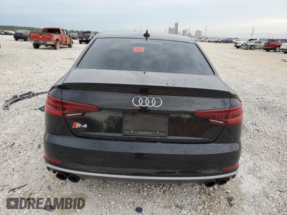 2018 Audi S4 Premium Plus with VIN WAUB4AF40JA043985, listed as a Copart auction lot 62754744 with 0 mi miles and Salvage Title. Bid and sale history available at carsss.com. Image 6.