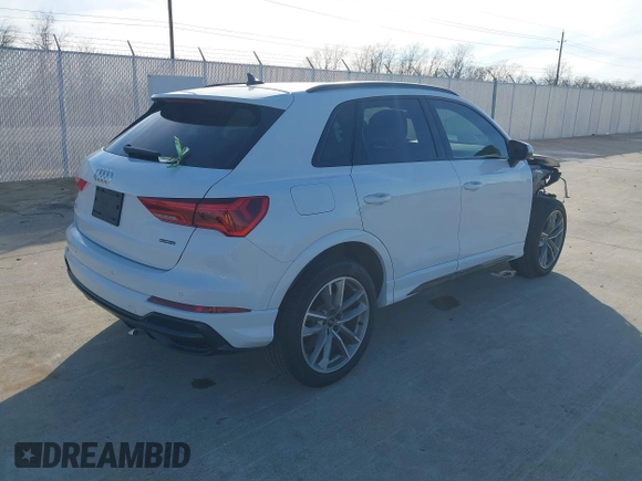 2022 Audi Q3 S line Premium with VIN WA1DECF39N1072980, listed as a IAAI auction lot 41407117 with 19,397 mi miles and . Bid and sale history available at DreamBid. Image 4.