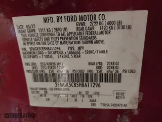 2017 Ford Flex SEL with VIN 2FMGK5C85HBA11296, listed as a IAAI auction lot 41328363 with 104,627 mi miles. Bid and sale history available at carsss.com. Image 9.