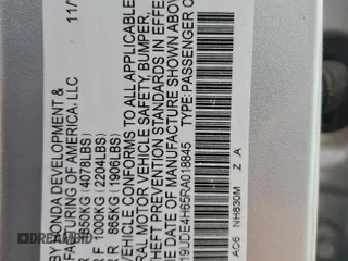 2024 Acura Integra Technology z VIN 19UDE4H65RA018845, wystawiony jako Copart lot #54535005 z przebiegiem 14 678 mil mil oraz Szkoda całkowita • Salvage title. Historia ofert i sprzedaży dostępna na DreamBid. Obrazek 12.