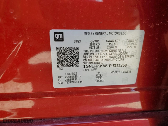 2023 Chevrolet Traverse Premier with VIN 1GNERKKW1PJ311358, listed as a Copart auction lot 49135475 with 5,593 mi miles and Clean Title. Bid and sale history available at carsss.com. Image 13.