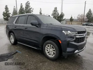 2023 Chevrolet Tahoe LS with VIN 1GNSCMED0PR286044, listed as a Copart auction lot 44389345 with 8,770 mi miles and Salvage title. Bid and sale history available at DreamBid. Image 4.