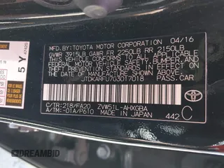 2016 Toyota Prius Four z VIN JTDKARFU7G3017018, wystawiony jako IAAI lot #42224376 z przebiegiem 74 136 mil mil oraz . Historia ofert i sprzedaży dostępna na DreamBid. Obrazek 9.