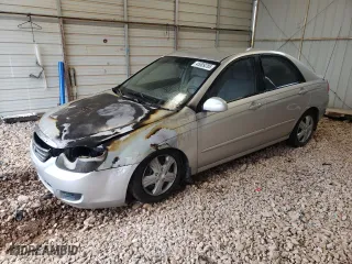 2009 Kia Spectra EX with VIN KNAFE221595603150, listed as a Copart auction lot 45009285 with 0 mi miles and Salvage Title. Bid and sale history available at carsss.com. Image 1.