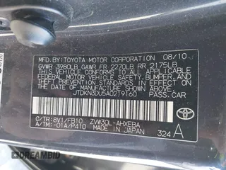 2010 Toyota Prius II z VIN JTDKN3DU5A0219160, wystawiony jako IAAI lot #42213317 z przebiegiem 90 531 mil mil oraz . Historia ofert i sprzedaży dostępna na DreamBid. Obrazek 9.