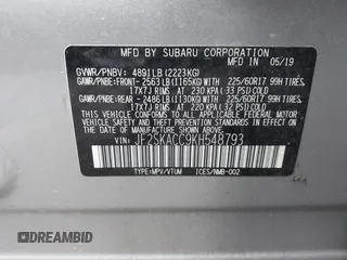 2019 Subaru Forester with VIN JF2SKACC9KH548793, listed as a IAAI auction lot 41552997 with 45,524 mi miles. Bid and sale history available at carsss.com. Image 9.
