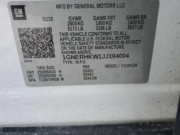 2018 Chevrolet Traverse LT Leather with VIN 1GNERHKW1JJ194004, listed as a Copart auction lot 44775085 with 141,785 mi miles and Clean Title. Bid and sale history available at carsss.com. Image 14.