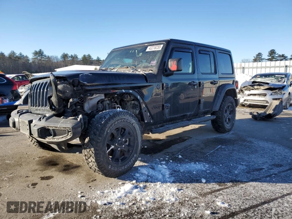 2023 Jeep Wrangler Willys with VIN 1C4HJXDG1PW527567, listed as a Copart auction lot 42218255 with 43,273 mi miles and Salvage Title. Bid and sale history available at DreamBid. Image 1.