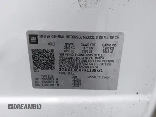 2019 GMC Terrain Denali with VIN 3GKALXEX7KL189721, listed as a IAAI auction lot 41890821 with 111,619 mi miles. Bid and sale history available at carsss.com. Image 9.