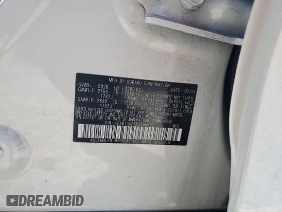 2023 Subaru Outback Wilderness с VIN 4S4BTGUD5P3206537, выставлен на аукционе Copart как лот 43284675 с пробегом 31 804 миль миль и Списание • Salvage title. История ставок и продаж доступна на DreamBid. Изображение 15.