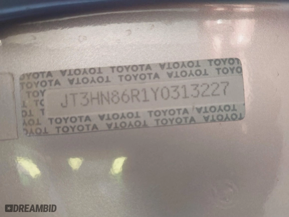 2000 Toyota 4Runner SR5 with VIN JT3HN86R1Y0313227, listed as a IAAI auction lot 41271217 with 236,293 mi miles. Bid and sale history available at carsss.com. Image 9.
