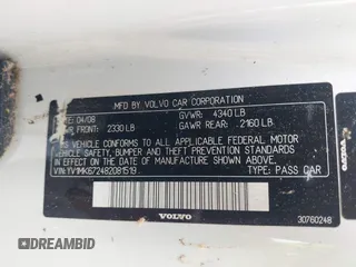 2008 Volvo C30 Version 1.0 z VIN YV1MK672482081519, wystawiony jako IAAI lot #42380668 z przebiegiem 115 973 mil mil oraz . Historia ofert i sprzedaży dostępna na DreamBid. Obrazek 9.