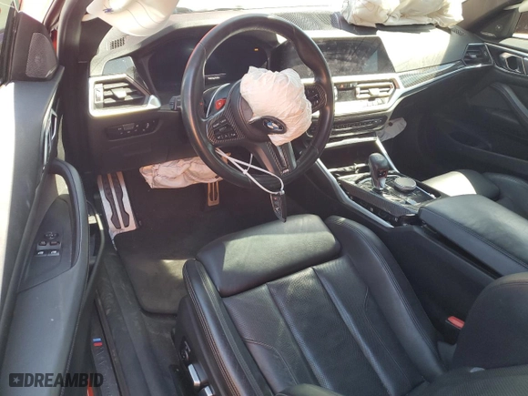 2021 BMW M4 Competition with VIN WBS33AZ05MCG85464, listed as a Copart auction lot 46995985 with 56857 miles and Non Repairable. Bid and sale history available at carsss.com. Image 8.