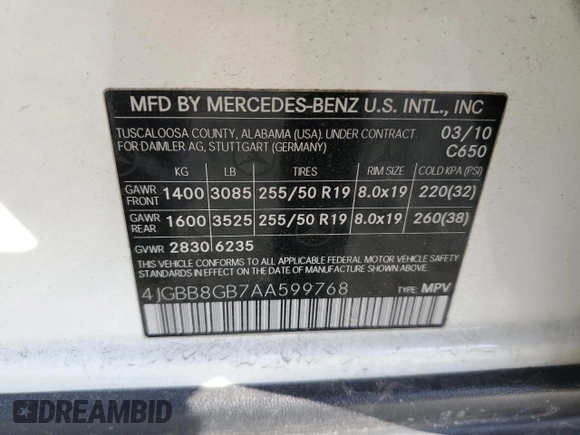 2010 Mercedes-Benz M 350 z VIN 4JGBB8GB7AA599768, wystawiony jako Copart lot #47862855 z przebiegiem 230 302 mil mil oraz Szkody całkowita. Historia ofert i sprzedaży dostępna na DreamBid. Obrazek 13.