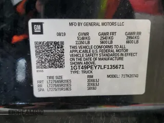 2020 GMC Sierra 2500HD AT4 z VIN 1GT49PEY7LF135671, wystawiony jako Copart lot #55740405 z przebiegiem 80 382 mil mil oraz Szkody całkowita. Historia ofert i sprzedaży dostępna na DreamBid. Obrazek 12.