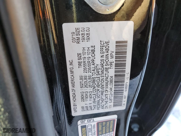 2019 Acura RDX with VIN 5J8TC2H34KL038834, listed as a Copart auction lot 71543302 with 46,583 mi miles. Bid and sale history available at carsss.com. Image 13.