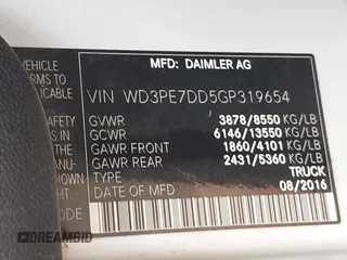 2016 Mercedes-Benz Sprinter Cargo with VIN WD3PE7DD5GP319654, listed as a IAAI auction lot 42169240 with 264,577 mi miles. Bid and sale history available at carsss.com. Image 9.