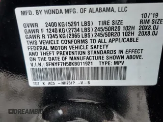 2019 Honda Passport EX-L with VIN 5FNYF7H50KB011921, listed as a Copart auction lot 75935324 with Not Provided miles and Salvage Title. Bid and sale history available at carsss.com. Image 13.