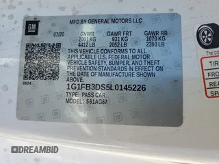 2020 Chevrolet Camaro 1LT with VIN 1G1FB3DS5L0145226, listed as a Copart auction lot 46544635 with 29,139 mi miles and Salvage Title. Bid and sale history available at carsss.com. Image 12.