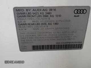 2017 Audi Q5 Premium with VIN WA1C2AFP8HA055684, listed as a Copart auction lot 51069485 with 96,721 mi miles and Salvage Title. Bid and sale history available at carsss.com. Image 13.